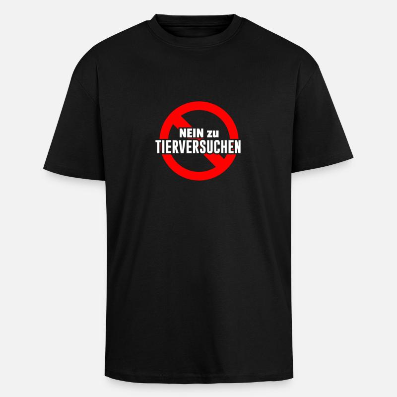 Nein zu Tierversuchen - Oversized Heavyweight Unisex T-Shirt - Schwarz
