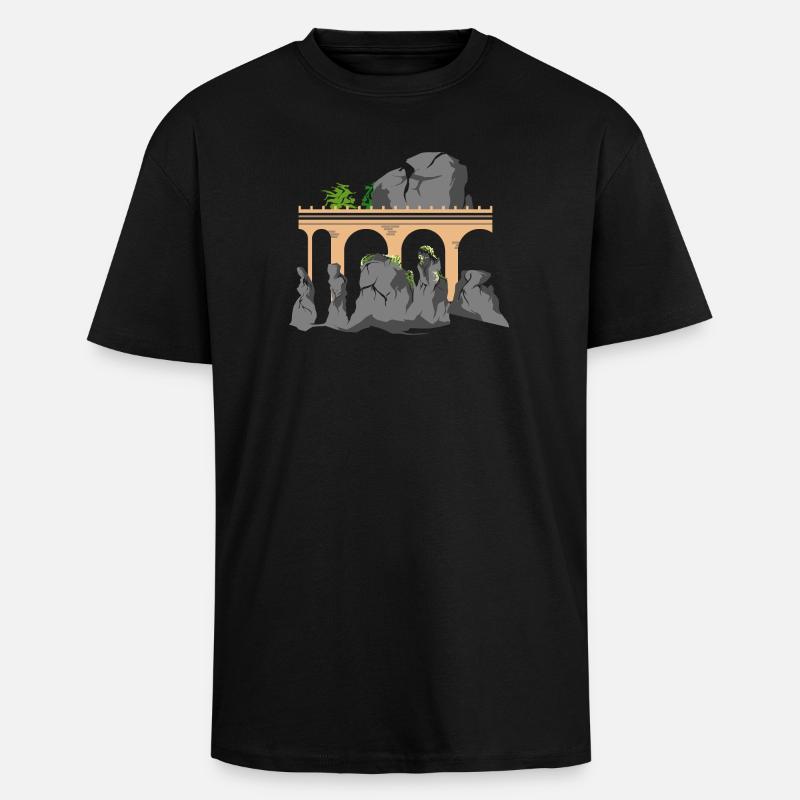 bastei saechsische schweiz berge geschenkidee - Oversized Heavyweight Unisex T-Shirt - Schwarz