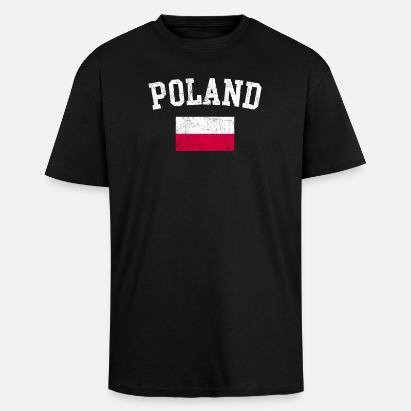 Typografie des polnischen Flaggenbogens - Oversized Heavyweight Unisex T-Shirt - Schwarz