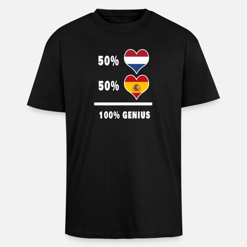 Pays-Bas et Espagne 100% Genial - T-shirt unisexe oversize épais - noir