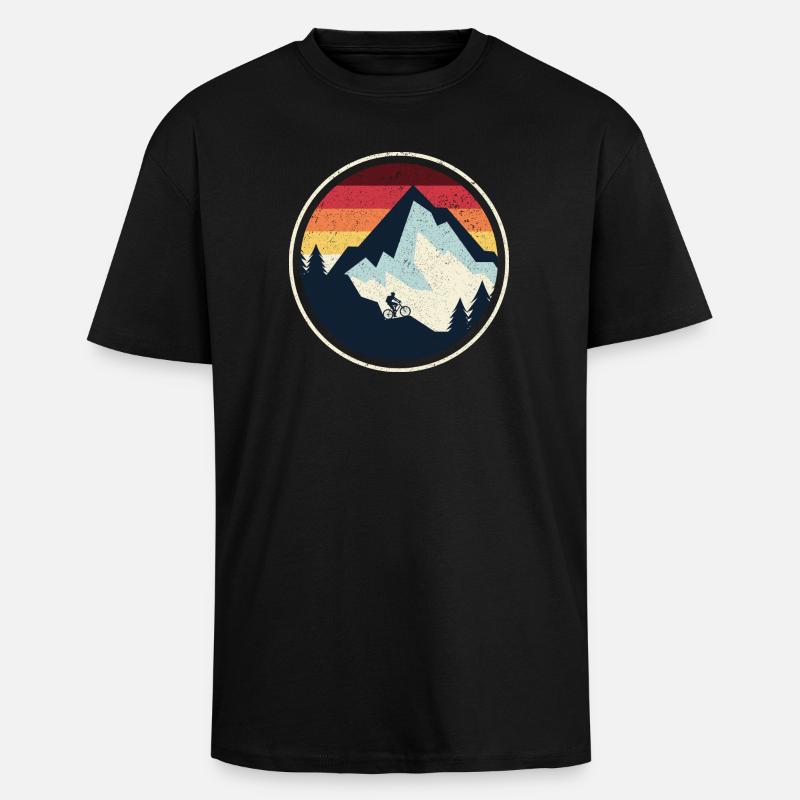 Sunset Peak MTB Silhouette - Unisex Oversized Heavyweight T-shirt - black
