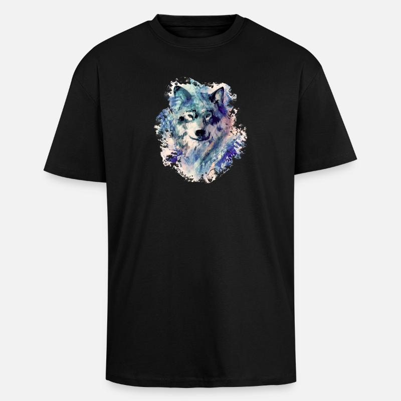 Wolf im Norden - Oversized Heavyweight Unisex T-Shirt - Schwarz