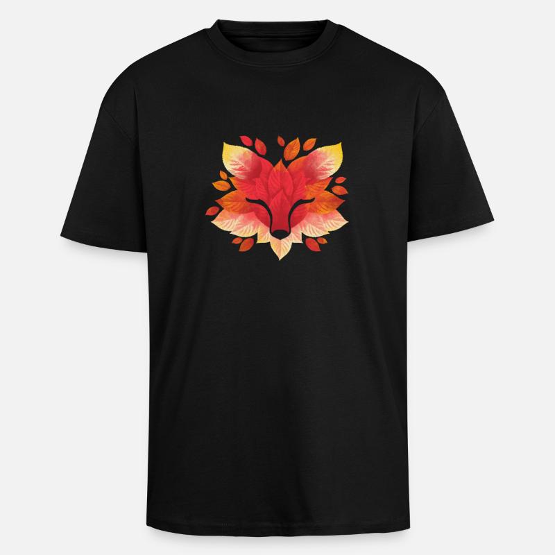 Blatt Fuchs - Oversized Heavyweight Unisex T-Shirt - Schwarz