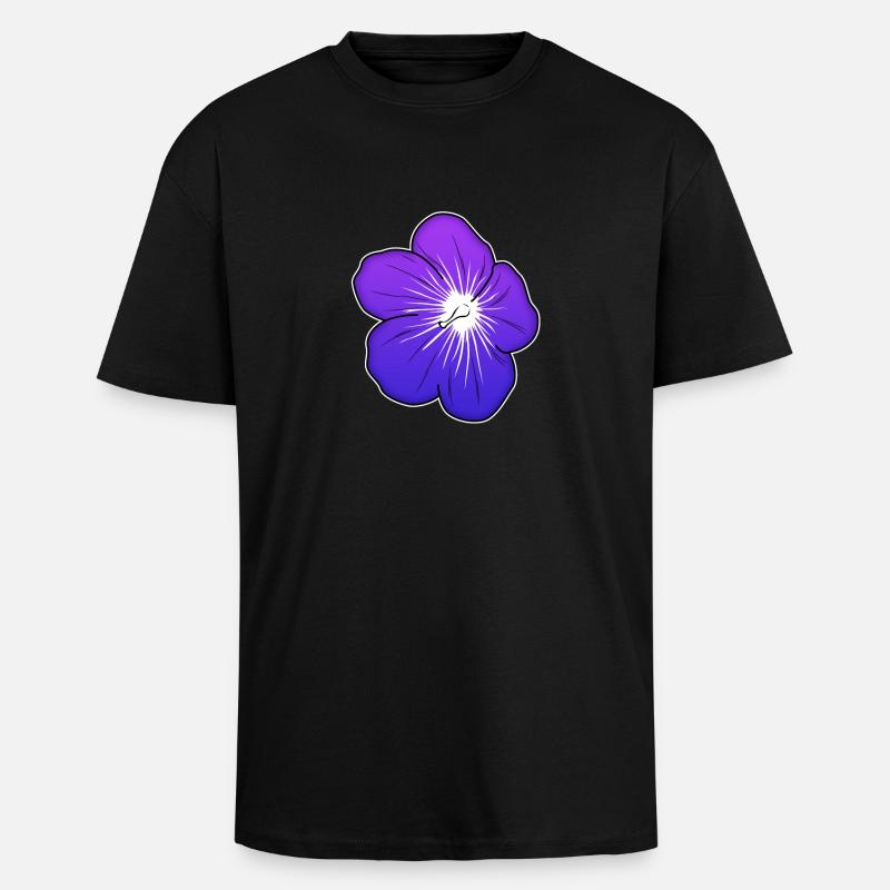 Violette Blütenillustration mit leuchtender Mitte - Oversized Heavyweight Unisex T-Shirt - Schwarz