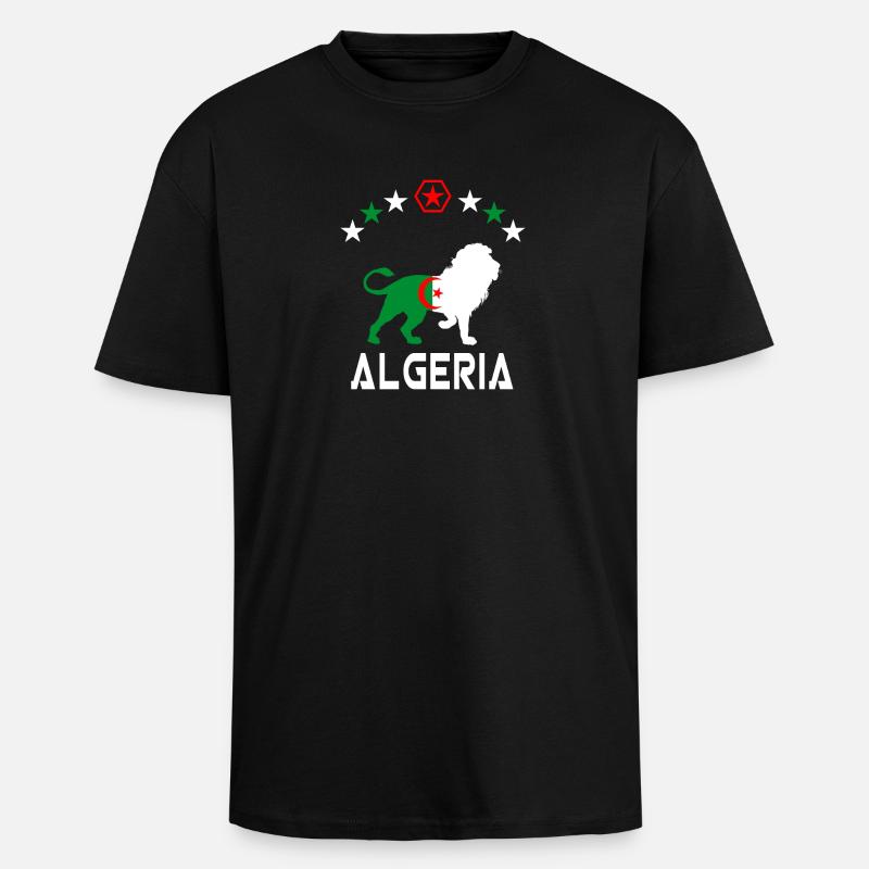 Algérie Lion Drapeau design / Cadeau - T-shirt unisexe oversize épais - noir