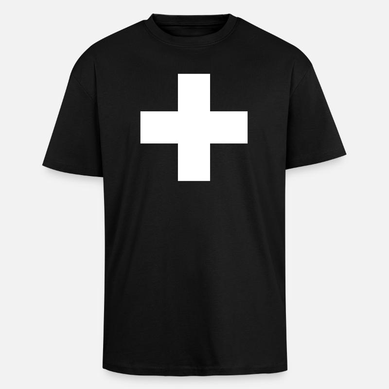 Schweizerkreuz - Oversized Heavyweight Unisex T-Shirt - Schwarz
