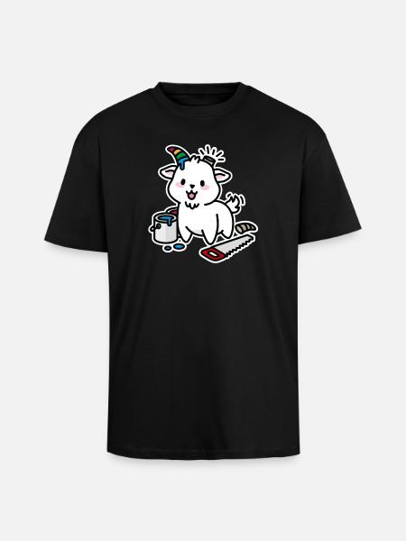 Unicorn DIY Kawaii Schattig Steenbok Geit grappig - Unisex oversized T-shirt van zware kwaliteit - zwart