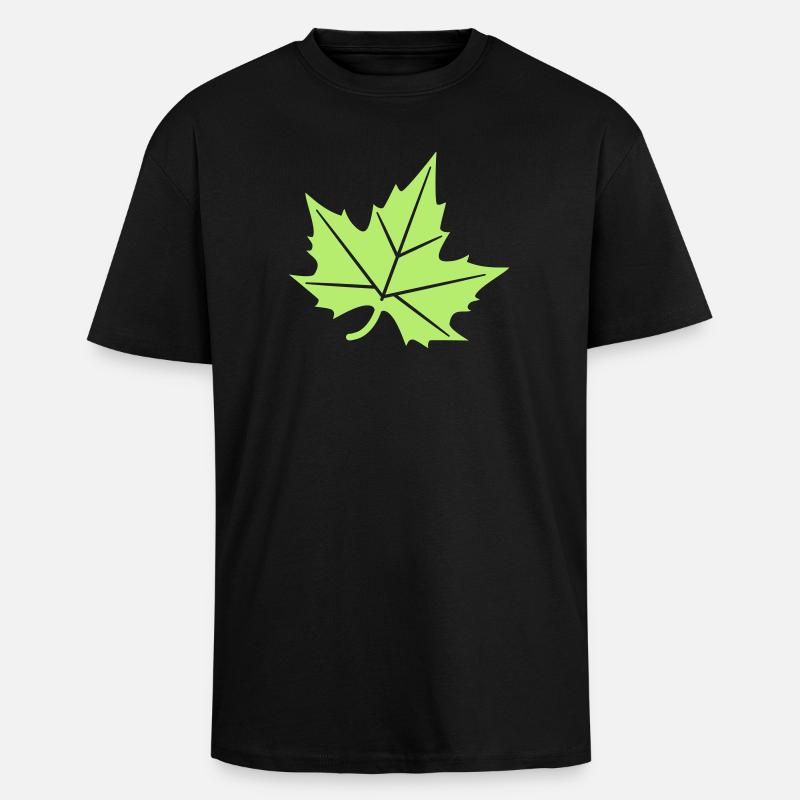 Plane Tree Leaf Design - Unisex Oversized Heavyweight T-shirt - black