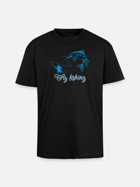 fly fishing fish - Unisex Oversized Heavyweight T-shirt - black