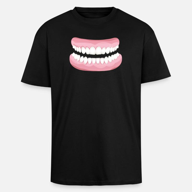 strahlendes Gebiss mit blitzsauberen Zähnen - Oversized Heavyweight Unisex T-Shirt - Schwarz