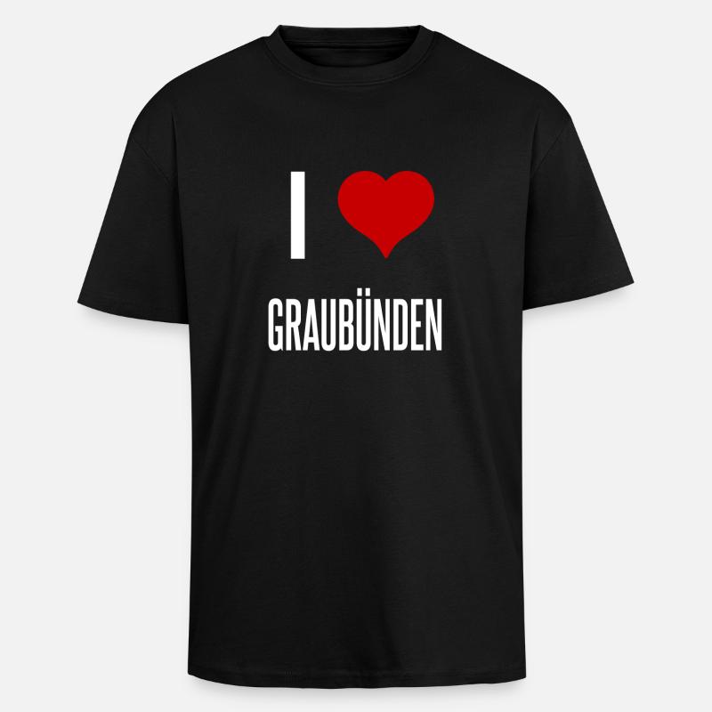 I Love Graubünden - Oversized Heavyweight Unisex T-Shirt - Schwarz