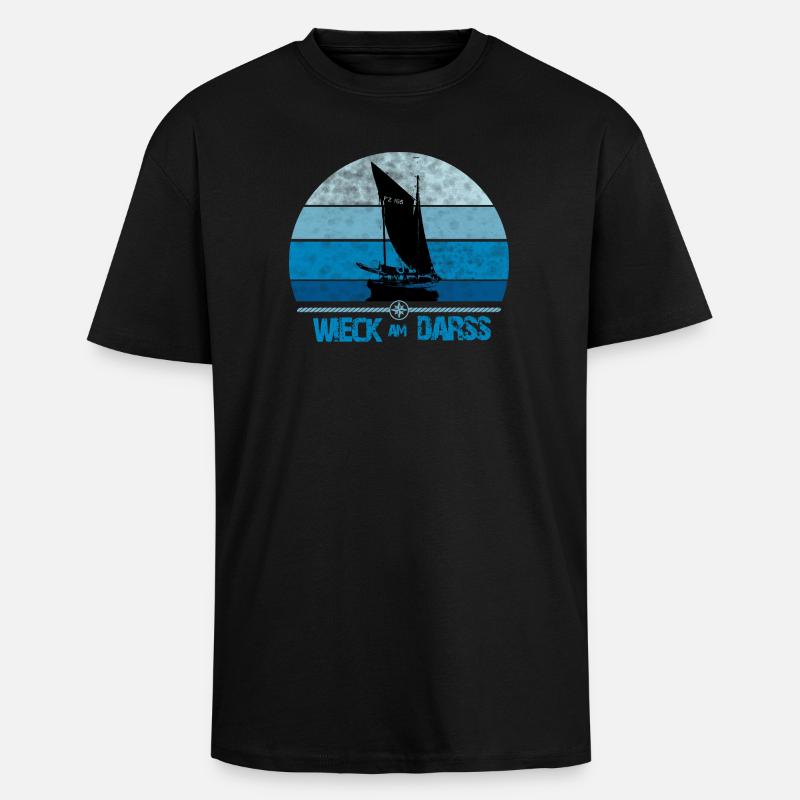 Wieck am Darss mit Zeesboot - Oversized Heavyweight Unisex T-Shirt - Schwarz