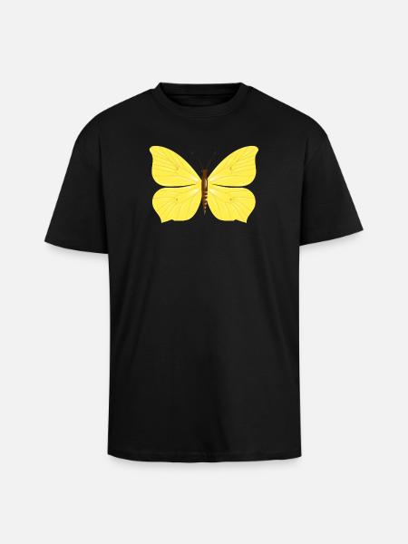 Sitruunaperhonen perhonen käsin piirretty - Paksu unisex oversize t-paita - musta