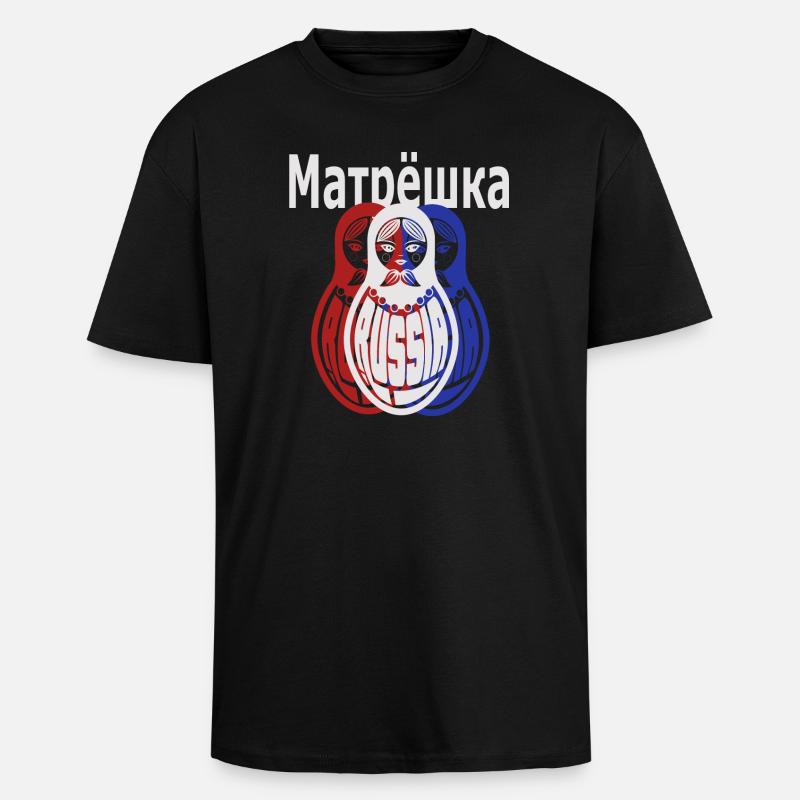 Matroschka, Russisch - Oversized Heavyweight Unisex T-Shirt - Schwarz