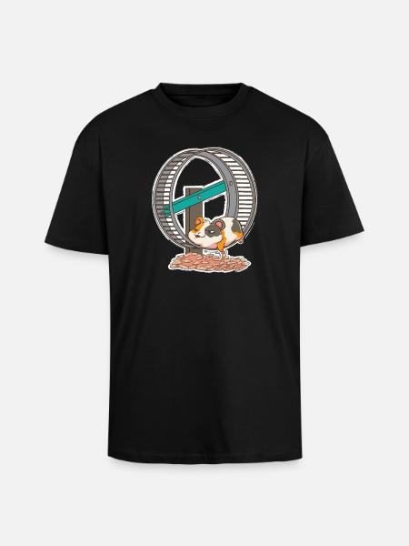Hamsterrad Hamster Goldhamster - Oversized Heavyweight Unisex T-Shirt - Schwarz