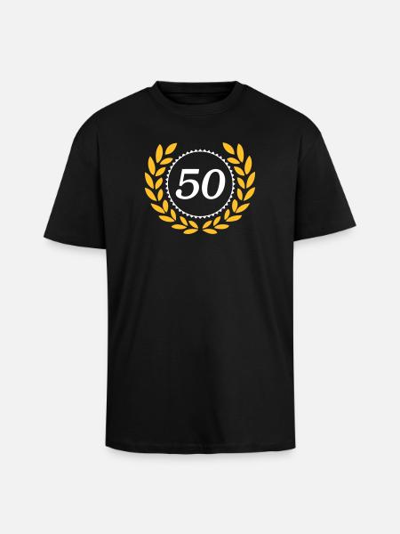50th Birthday,Anniversary,50 Years,Laurel Wreath (25) - Unisex Oversized Heavyweight T-shirt - black