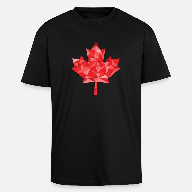Canada polygon maple leaf - Unisex Oversized Heavyweight T-shirt - black