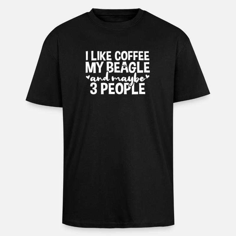 Beagle Kaffeetrinker - Oversized Heavyweight Unisex T-Shirt - Schwarz