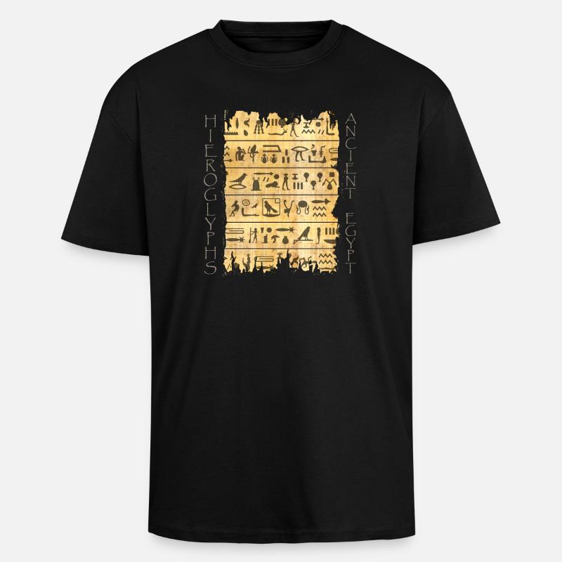 Papiri strappati con geroglifici - T-shirt unisex oversize pesante - nero