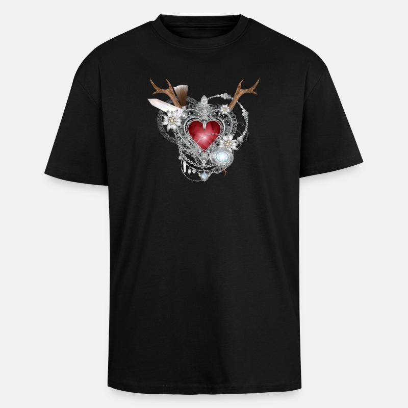 Extravaganter bayerischer Trachtenschmuck - Oversized Heavyweight Unisex T-Shirt - Schwarz