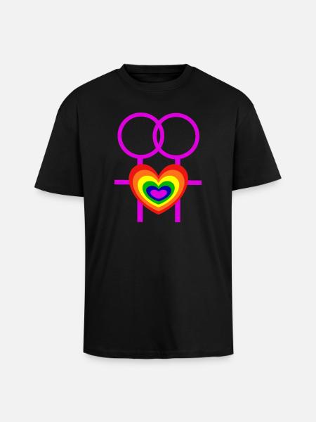 lesbisch Frauen weibliche Symbole CSD - Oversized Heavyweight Unisex T-Shirt - Schwarz