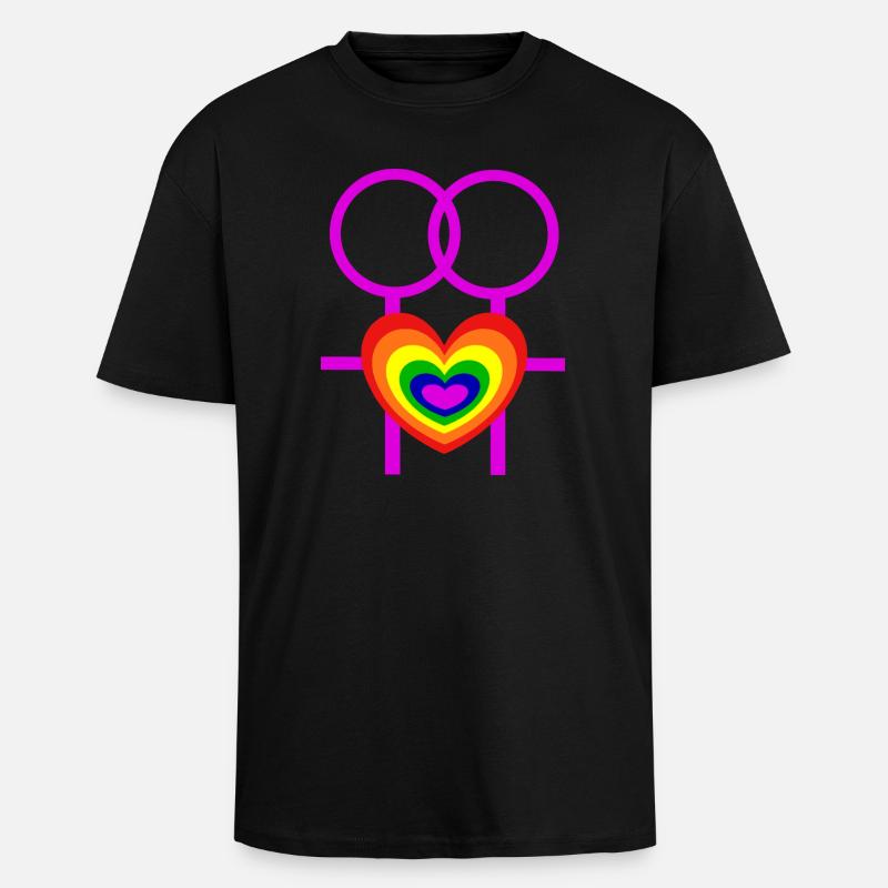 lesbisch Frauen weibliche Symbole CSD - Oversized Heavyweight Unisex T-Shirt - Schwarz