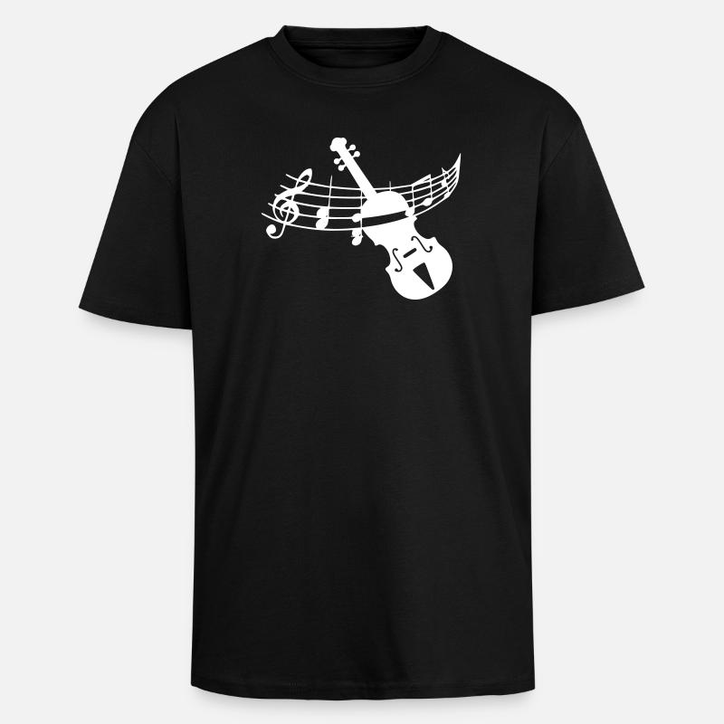 Geige Violine - Oversized Heavyweight Unisex T-Shirt - Schwarz
