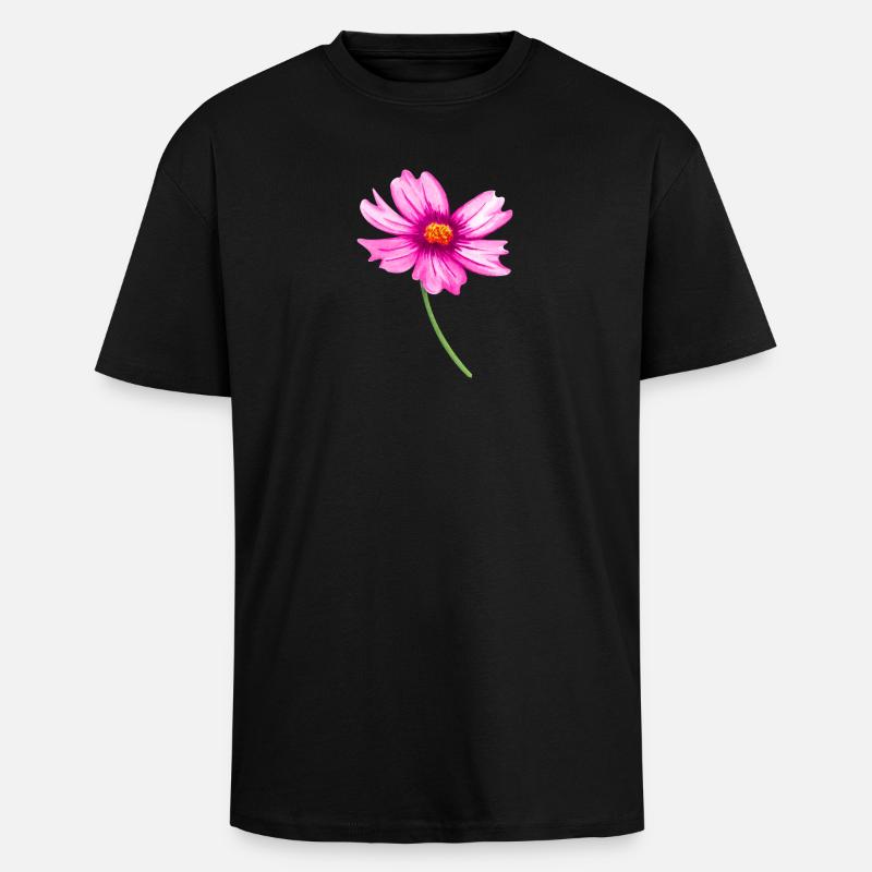 fleur - T-shirt unisexe oversize épais - noir