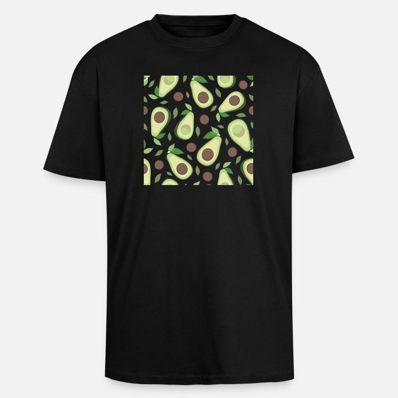 Eggplant and avocado pattern - Unisex Oversized Heavyweight T-shirt - black