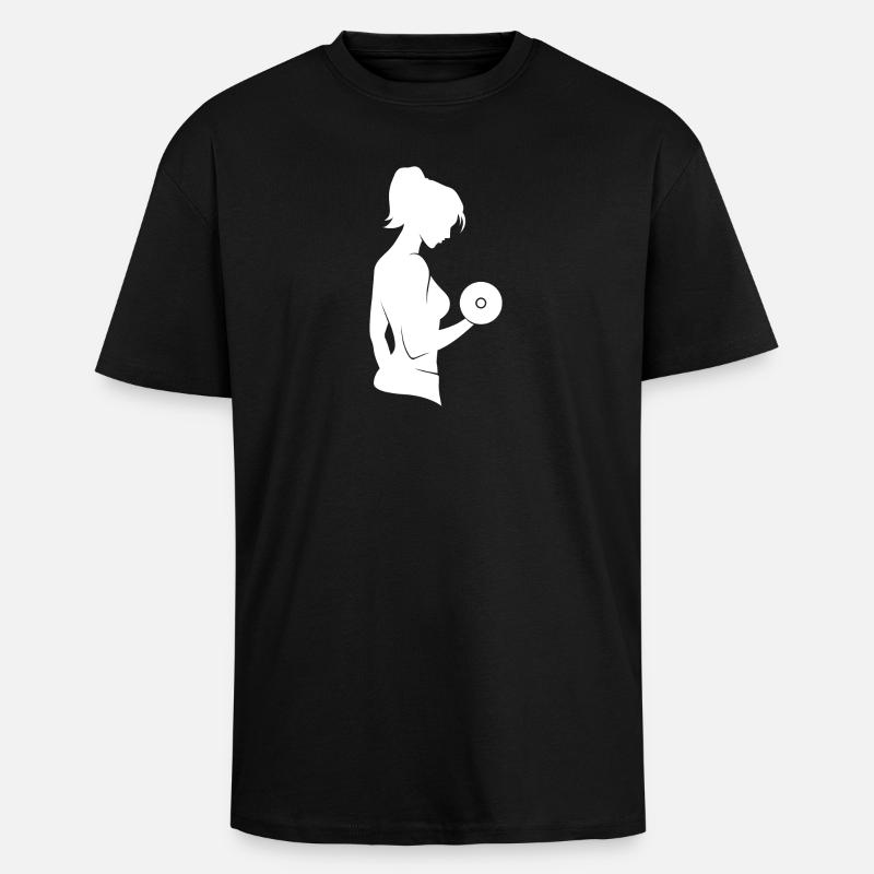 Entraînement de musculation avec haltères - T-shirt unisexe oversize épais - noir