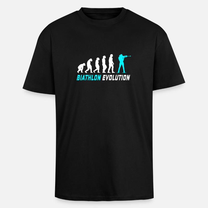 Conception / idée cadeau Evolution biathlon - T-shirt unisexe oversize épais - noir
