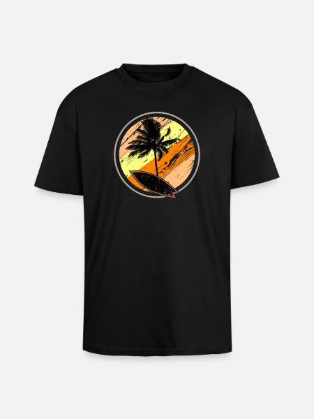 Beach Surf Sun - Unisex Oversized Heavyweight T-shirt - black