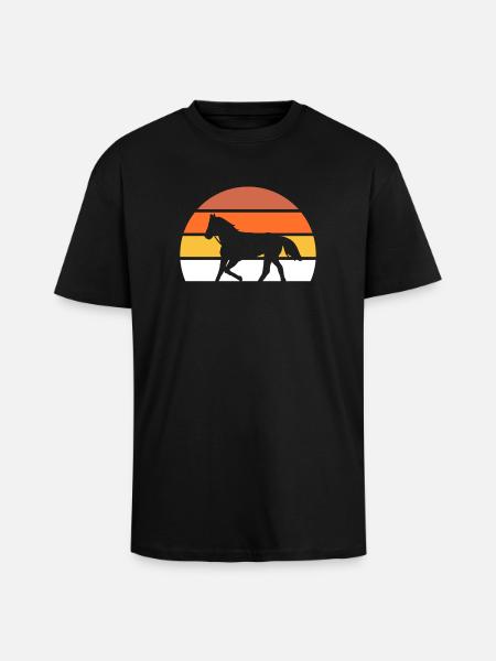 Pferd Retro - Oversized Heavyweight Unisex T-Shirt - Schwarz