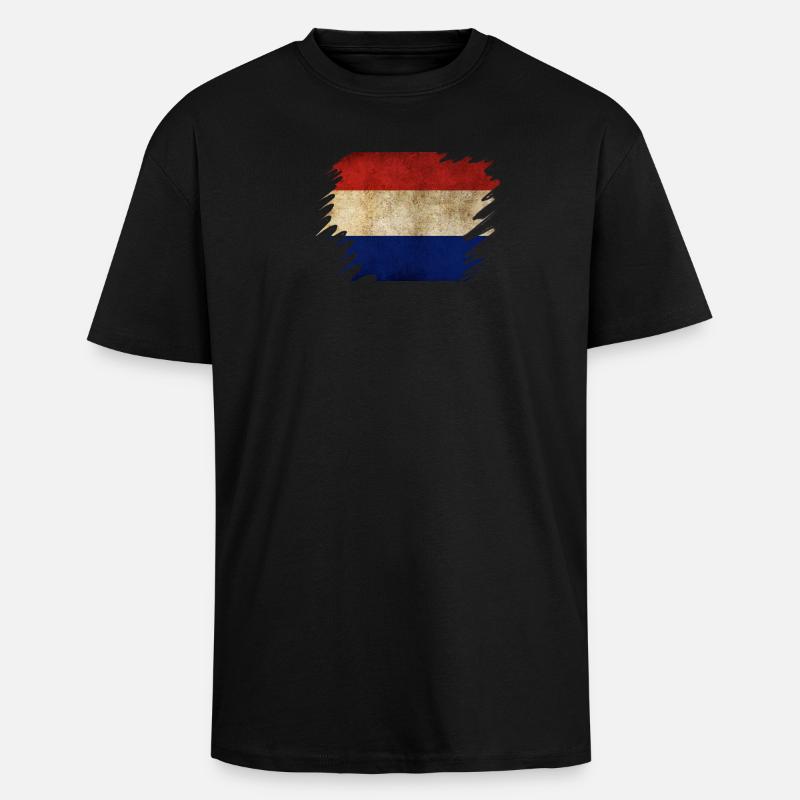Conception du drapeau néerlandais Grunge - T-shirt unisexe oversize épais - noir