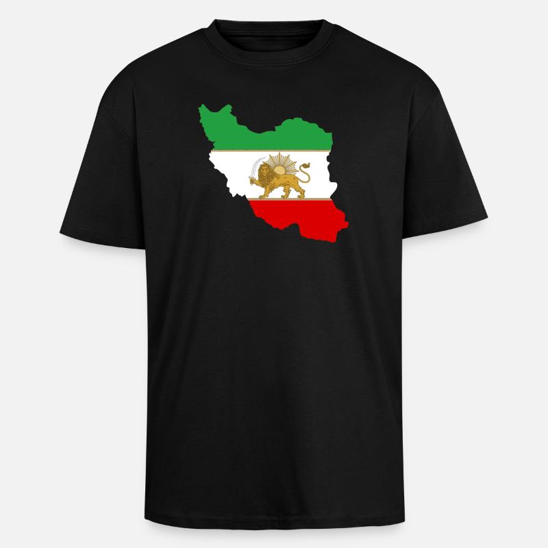 Drapeau iran Lion et Soleil - شیر خورشید پرچم - T-shirt unisexe oversize épais - noir