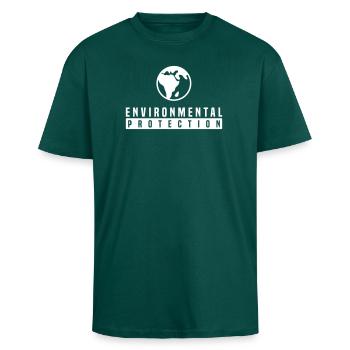 Conservation et protection de l'environnement avec le logo de la planète terre - T-shirt unisexe oversize épais - hunter green - Devant - Alina (178cm) & Michal (187cm)