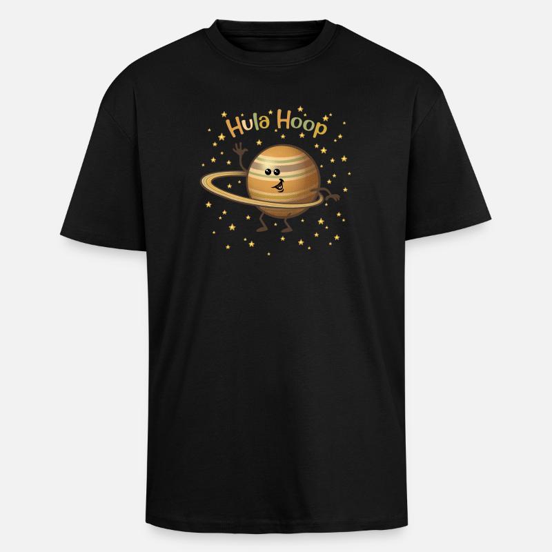 Saturn spielt mit seinen Ringen - Oversized Heavyweight Unisex T-Shirt - Schwarz
