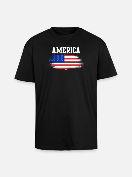 Flag Brush Americana - Unisex Oversized Heavyweight T-shirt - black