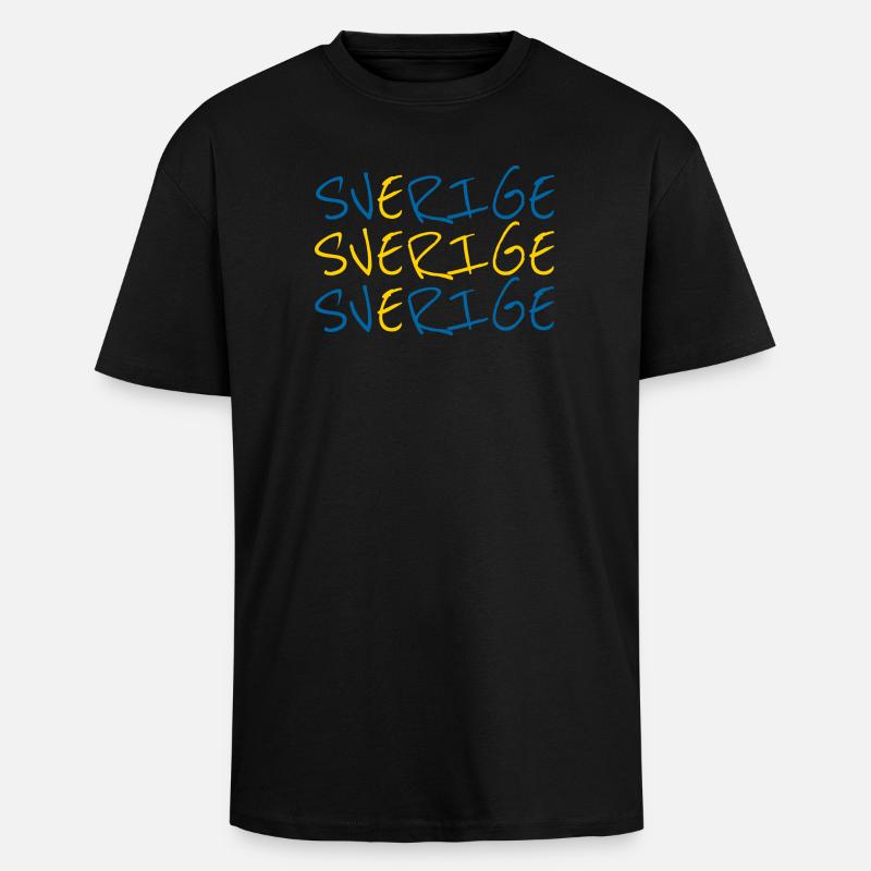 Sverige Lettrage Drapeau Suède Design - T-shirt unisexe oversize épais - noir
