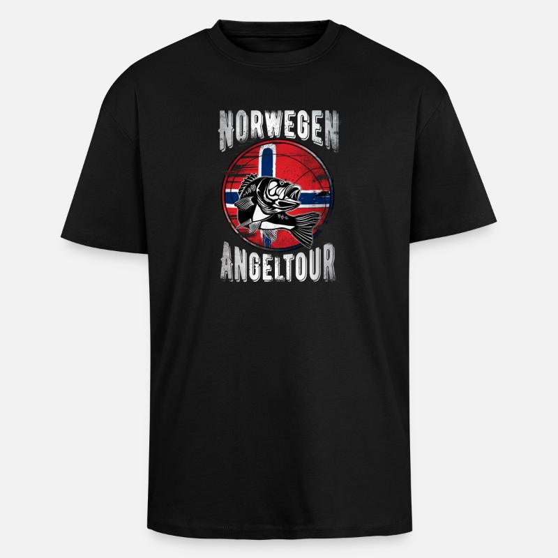 Norwegen Angeltour - Oversized Heavyweight Unisex T-Shirt - Schwarz