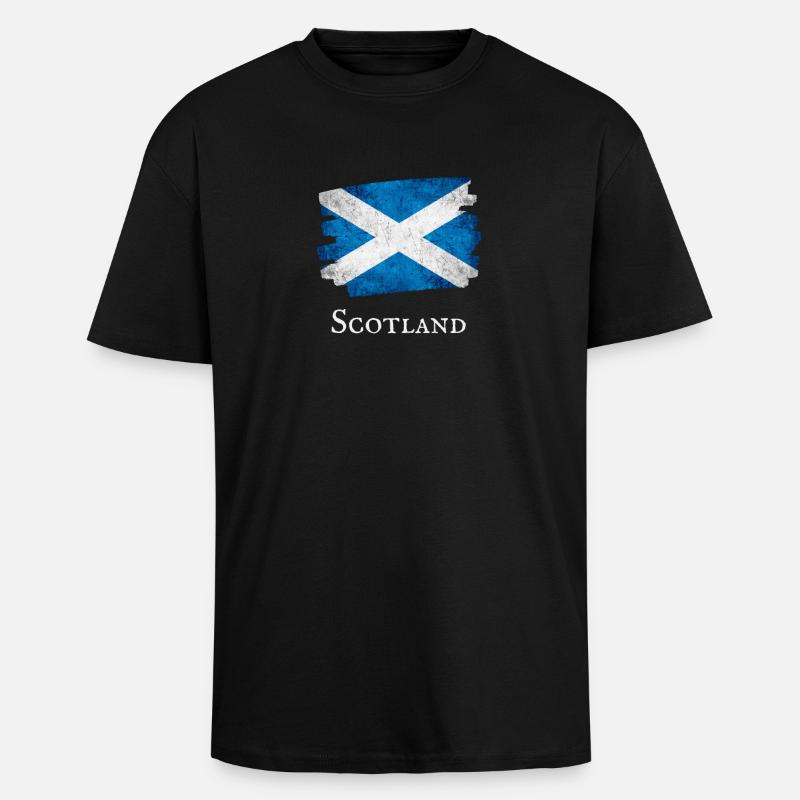 Drapeau grunge de l’Écosse - T-shirt unisexe oversize épais - noir