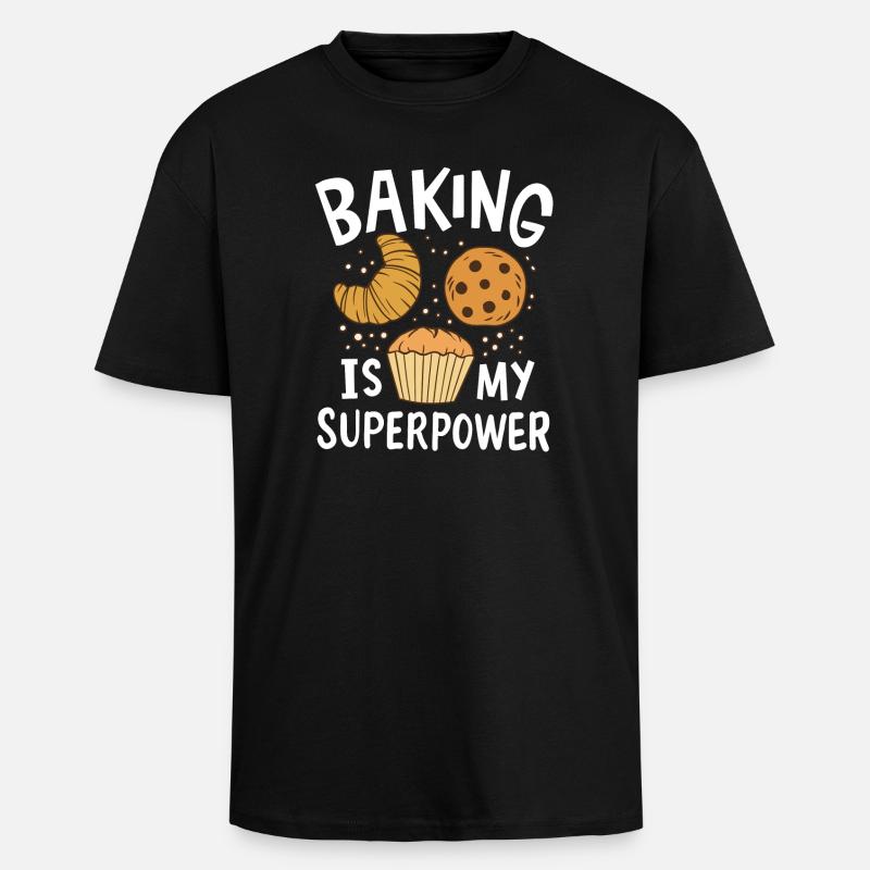 Baking Baker - Unisex Oversized Heavyweight T-shirt - black