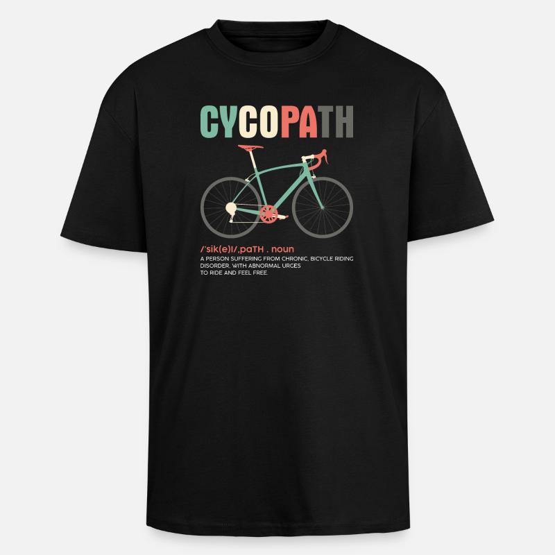 T-shirt graphique vélo CYCOPATH - T-shirt unisexe oversize épais - noir
