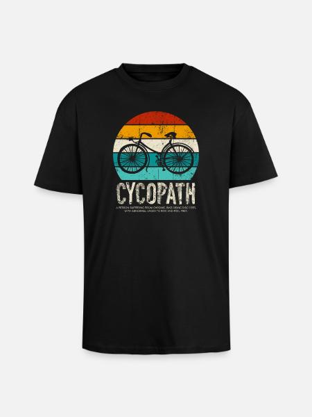 Cycopath Bicycle Retro Sunset - Unisex Oversized Heavyweight T-shirt - black