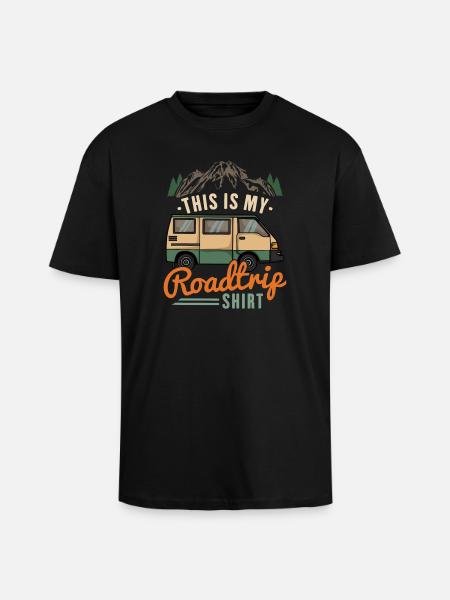 Motorhome Camping Road Trip - Unisex Oversized Heavyweight T-shirt - black