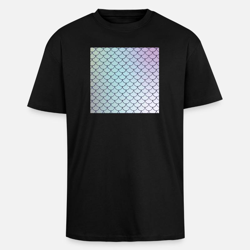 Motif d’écailles de poisson aquarelle - T-shirt unisexe oversize épais - noir