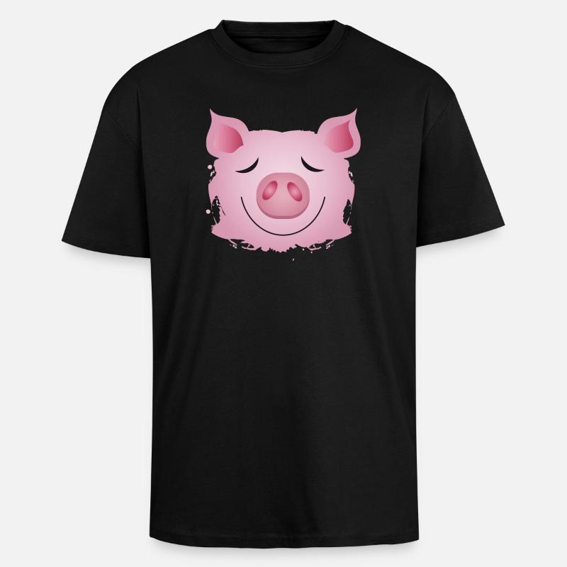 Kopf eines Schweins - Glücksschwein Graffiti - Oversized Heavyweight Unisex T-Shirt - Schwarz
