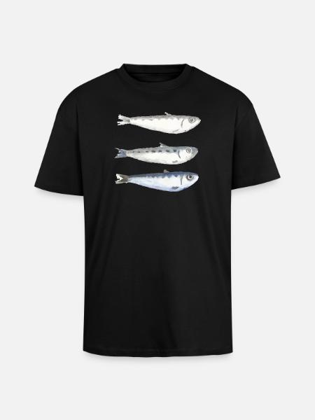 Sardine - Oversized Heavyweight Unisex T-Shirt - Schwarz