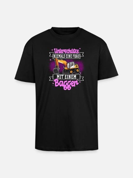 Baggerfahrerin - Oversized Heavyweight Unisex T-Shirt - Schwarz