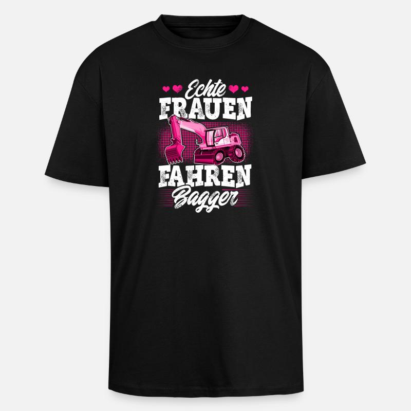 Baggerfahrerin - Oversized Heavyweight Unisex T-Shirt - Schwarz